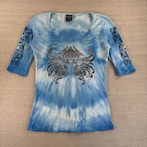 VTG Y2K Sledge USA Thermal Graphic Shirt Cyber Fleur 3D Affliction Style Tribal